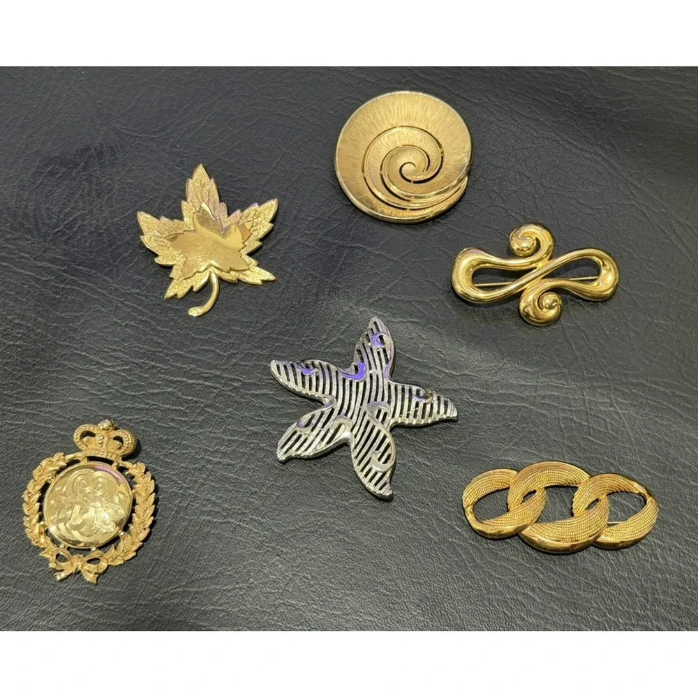 Vintage Signed Brooch Lot Vendome Monet Trifari Carolee Napier Crown Lot Of 6